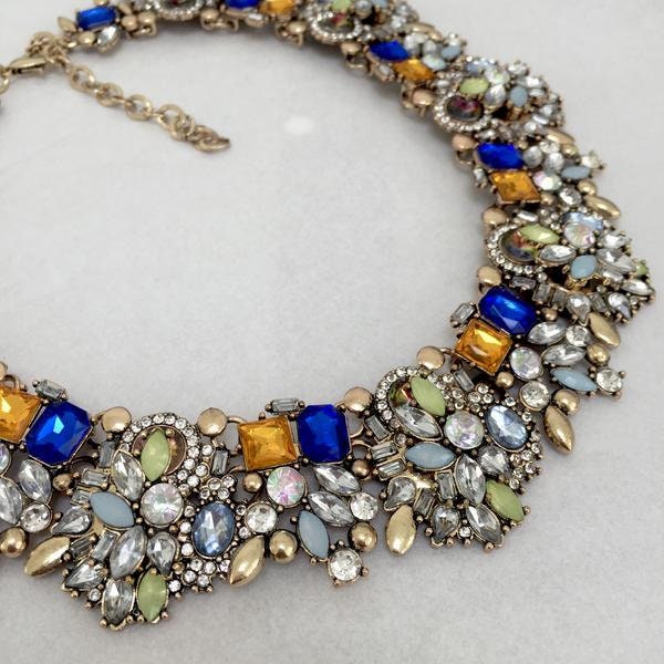 Parure De Bijoux De Soirée En Strass Bleus - Collier Et Boucles D'oreilles - Neuf Avec étiquettes