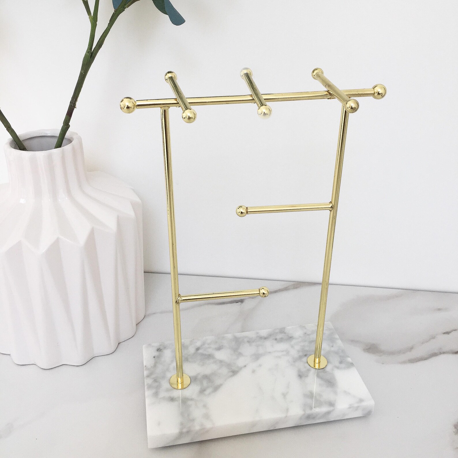 Marble & Gold Jewelry Tree Stand | Large Jewelry Storage - Etsy