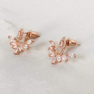 Crystal Ear Jacket Earrings Silver, Rose Gold & Gold Cubic Zirconia Stud Earrings for Women Statement Earrings Bridesmaid Gifts image 8