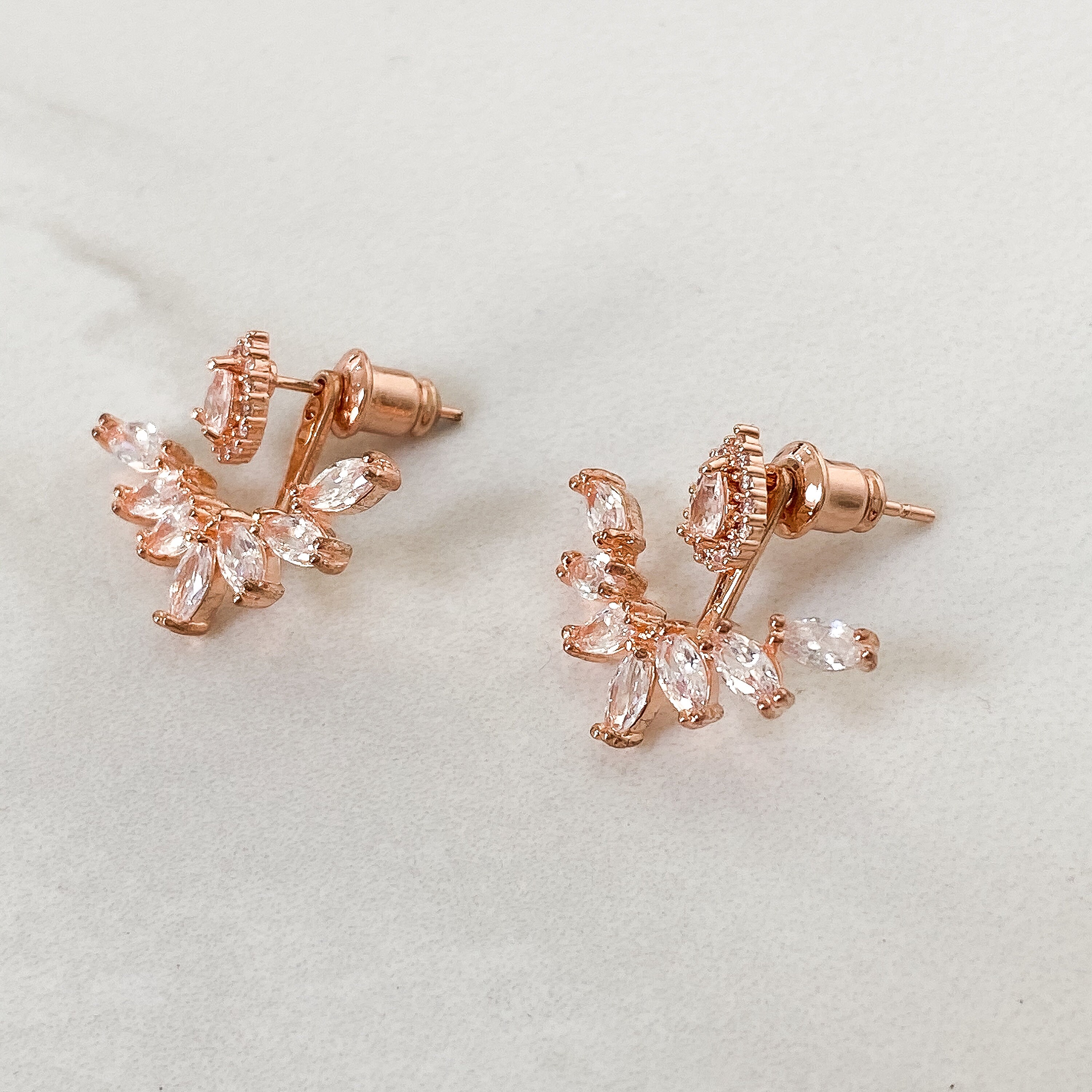 Rose Gold & Silver Crystal Ear Jacket Earrings Crystal Stud | Etsy