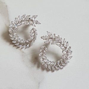 Rose Gold, Silver & Gold Statement Stud Earrings  | Zirconia Fancy Earrings | Women's Jewellery | Bridal Crystal Earrings