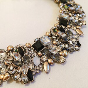 Black & Gold Rhinestone Choker Necklace Ladies Fancy Statement Choker Womens Jewellery image 4