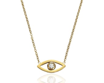 Gold Evil Eye Protection Pendant Necklace | Quality 18k Gold Long lasting Necklace