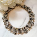 Black & Gold Rhinestone Statement Necklace | Bib Collar Jewellery