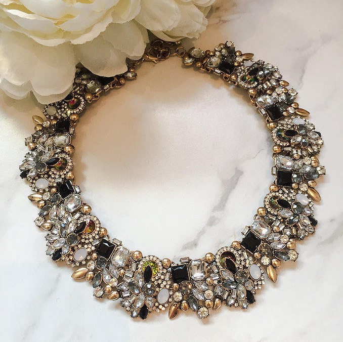 Black \u0026 Gold Statement Necklace Luxury 