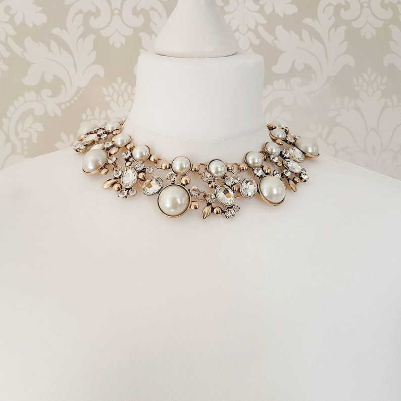 Pearl & Gold Statement Necklace Women's Necklace Etsy UK