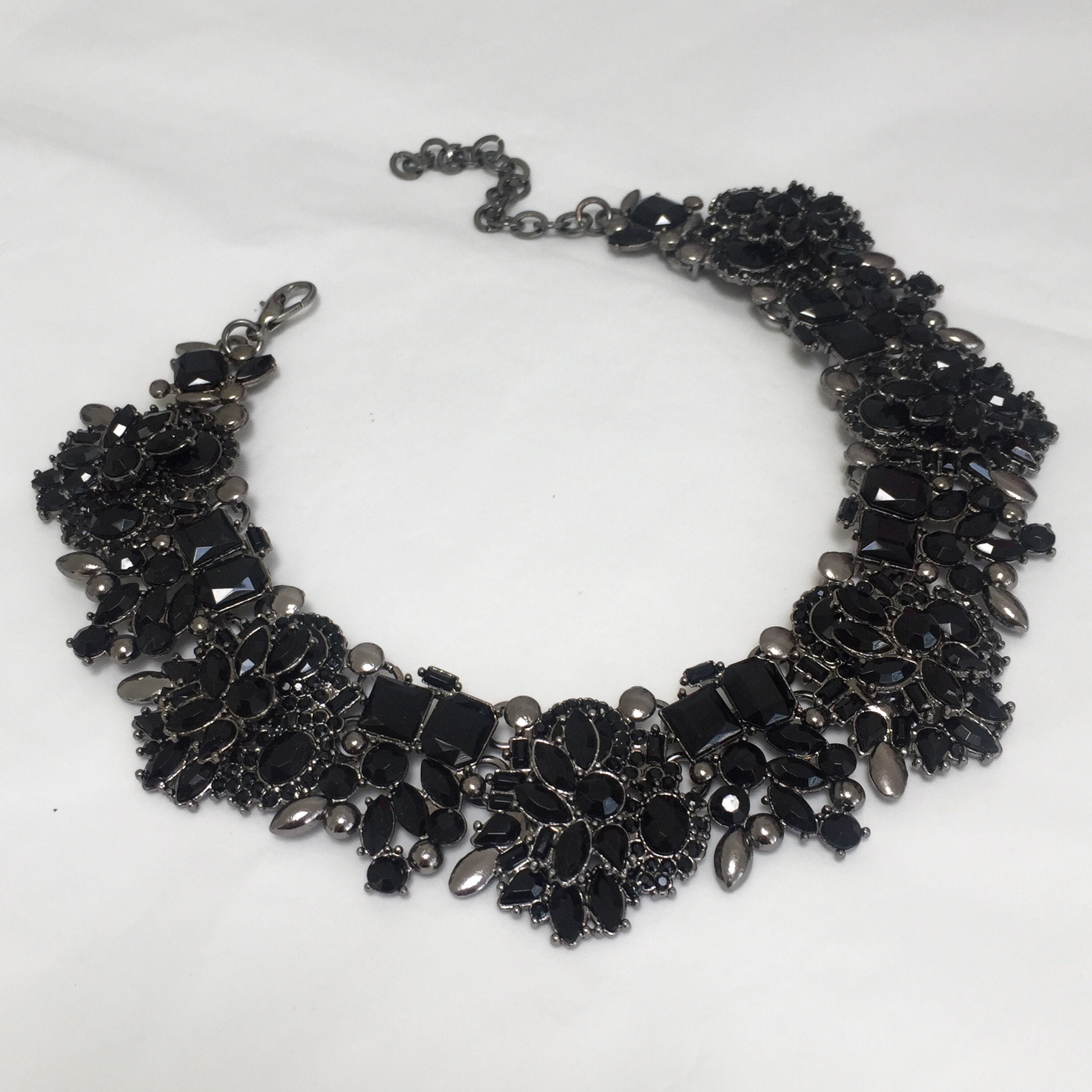 Black Rhinestone Necklace and Earring Set | Statement Jewelry - Etsy