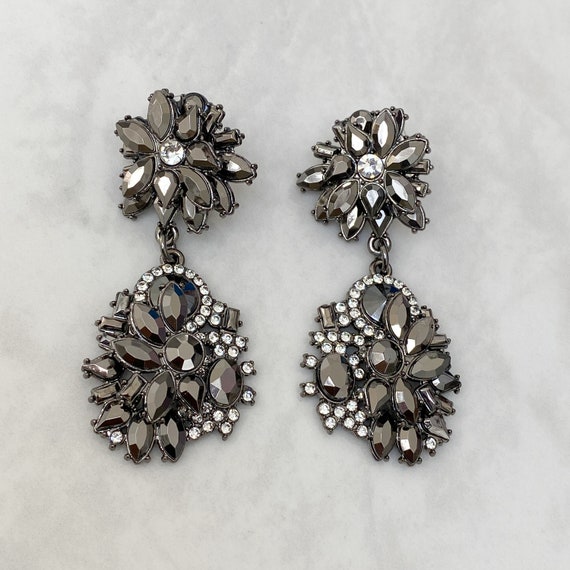 Graphite Grey Necklace & Earring Set || Embellished