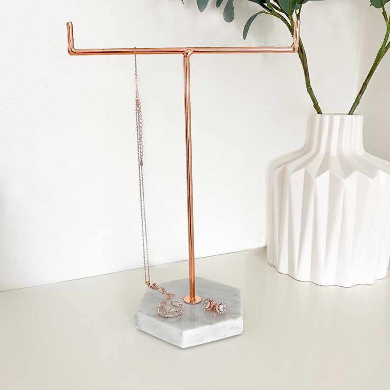 Solid Marble Jewellery Stand Marble Jewellery Tree Jewellery Storage Silver Rose Gold Jewellery Storage image 4