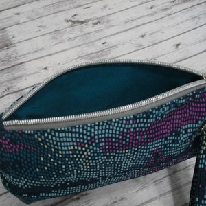 Pixels on Teal Wristlet / Glitter Wristlet / 80's Disco Wristlet image 3