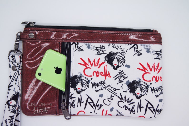 Cruella Zippy Clutch / Fashonista / Wristlet Purse / Clutch Purse / Travel Purse / Large Wallet / Cute Dog / Modern Masterpiece image 5