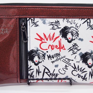 Cruella Zippy Clutch / Fashonista / Wristlet Purse / Clutch Purse / Travel Purse / Large Wallet / Cute Dog / Modern Masterpiece image 1