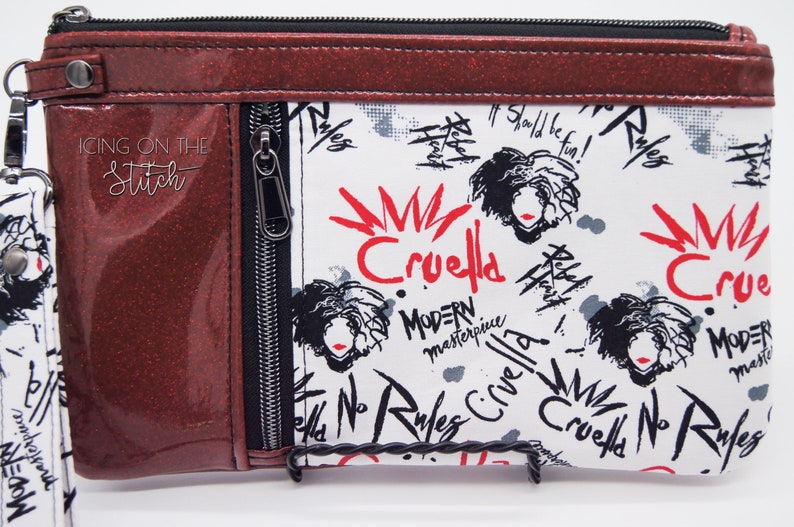 Cruella Zippy Clutch / Fashonista / Wristlet Purse / Clutch Purse / Travel Purse / Large Wallet / Cute Dog / Modern Masterpiece image 1