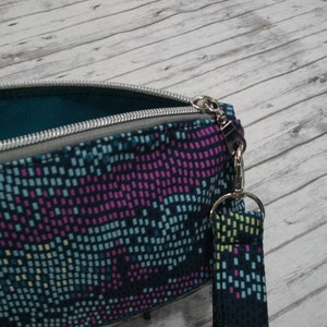 Pixels on Teal Wristlet / Glitter Wristlet / 80's Disco Wristlet image 4