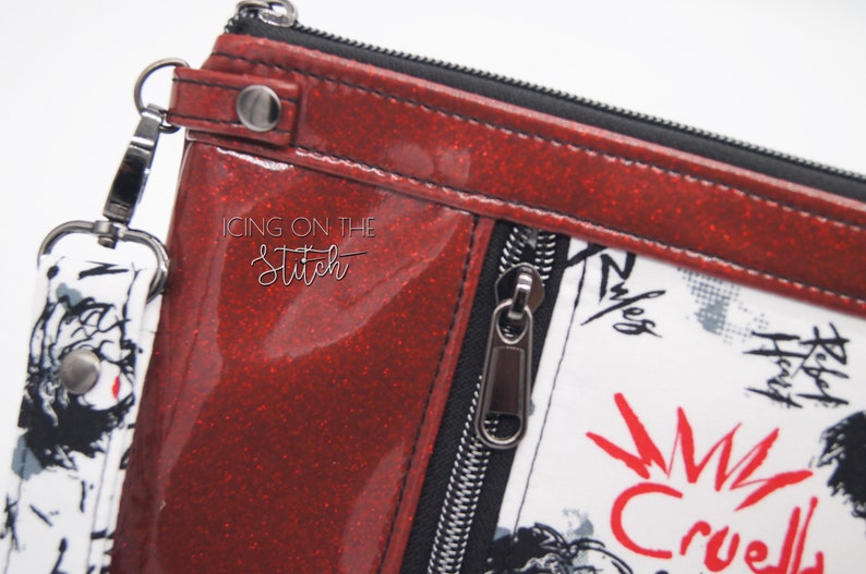 Cruella Zippy Clutch / Fashonista / Wristlet Purse / Clutch Purse / Travel Purse / Large Wallet / Cute Dog / Modern Masterpiece image 3