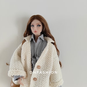 12 Inch Doll Outfit: Knit Overcoat & Stripe Shirt - Poppy Parker, Fashion Royalty