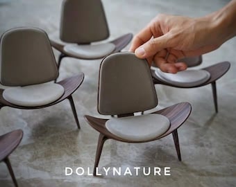 1/6 Scale Shell Chair: ABS Dollhouse Furniture