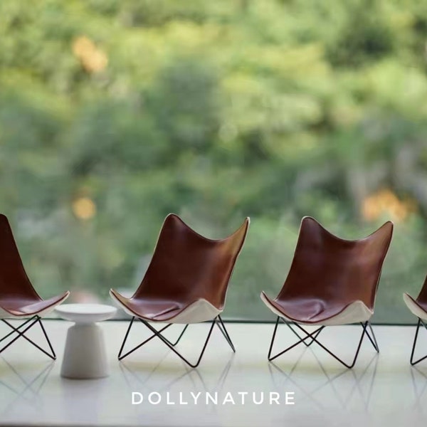 Chaise papillon Dollynature à l'échelle 1/6 pour poupée tendance de 30 cm (30 cm) telle que Blythe ou Poppy Parker ~ Seule la chaise marron
