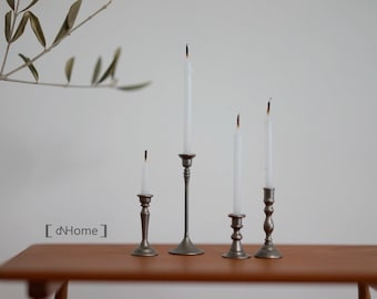 1/6 Scale Miniature Metal Candlesticks with Candles - DollyNature