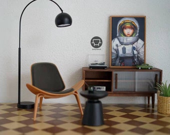 1:6 Scale Miniature Arco Floor Lamp - 12 Inch Doll Furniture