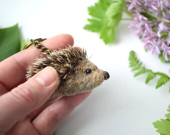 Needle Felted Hedgehog, Wool Keyring, Nature Gift, Woodland Animals