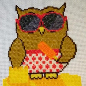 Summer Ollie Owl Cross Stitch Chart