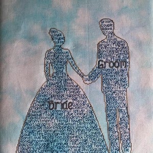 言葉で表現する新郎新婦のクロスステッチチャート
