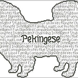 Pekinese in Worten Kreuzstichvorlage