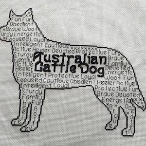 Australian Cattle Dog In Words Cross Stitch Chart