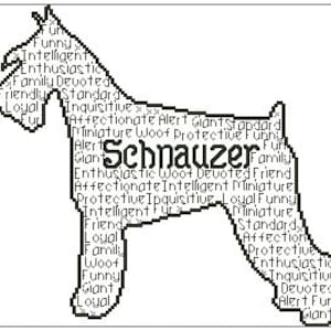 Schnauzer In Words Cross Stitch Chart