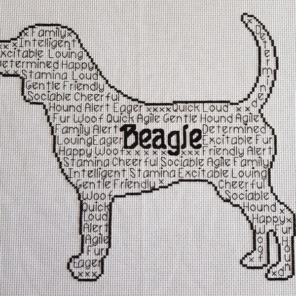 Beagle In Words Cross Stitch Chart