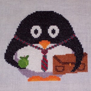 Back To School Presley Penguin Cross Stitch Chart