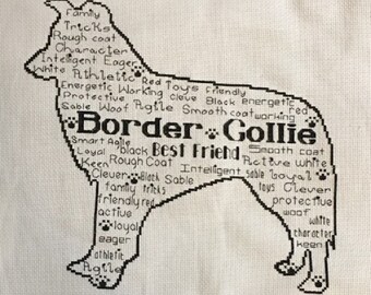 Border Collie In Words Cross Stitch Chart