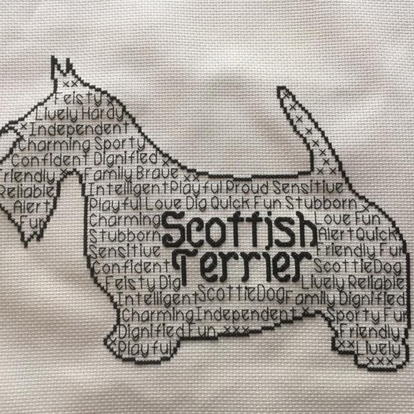 Scottish Terrier In Words Cross Stitch Chart