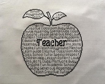 Teacher In Words Cross Stitch Chart