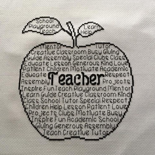Teacher in Words Cross Stitch Chart Etsy