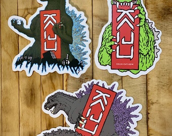 Kaiju Godzilla 3 Pack | OG Godzilla’s | Vinyl Stickers | Made in Austin, Texas