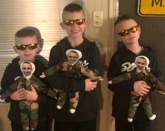 Deployment Doll,  Military, Veteran, Army, Navy, Marines, Air Force, Camo, Personalized Custom Photo Face Comfort Soft Plush Toy Gift Doll