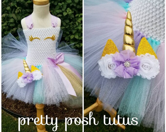 aqua gold tutu dress Halloween costume Lavender Unicorn tutu dress! unicorn costume unicorn tutu dress tutu costume birthday dress