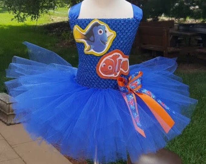 Dory and memo costume, soft lined front bodice Dory and nemo costume tutu dress! Halloween costume Finding Dory tutu dress