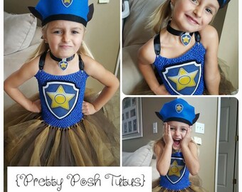 chase girls costume tutu dress halloween costume tutu costume birthday tutu dress paw patrol tutu dress chase tutu costume
