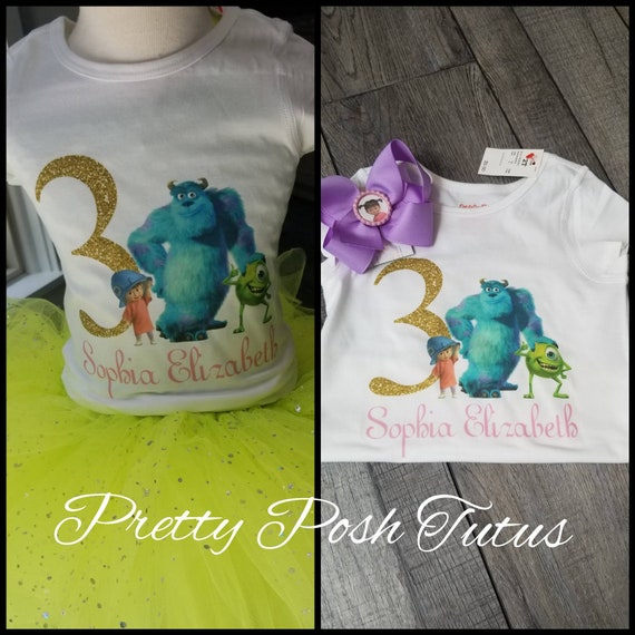 Monster inc Birthday Shirt!! Girls sully, boo, mike shirt! Any age and name! 2t 3t 4t 5t 6/6x Long or short sleeve, shirt or onesie