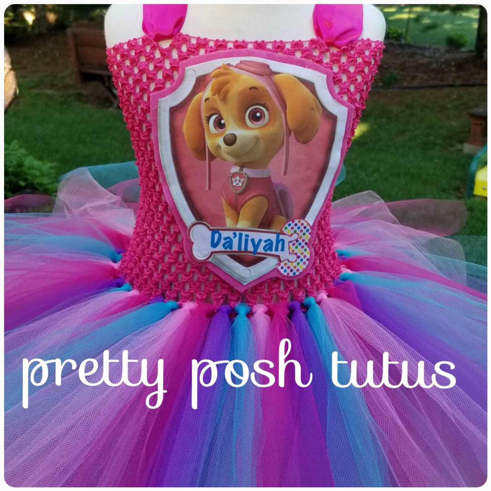 Vestito Paw Patrol Skye In Tulle Per Bambine - Abito Colorato Con Maniche Corte E Gonna Glitter - Foto 6