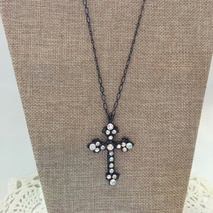 Rare Marianna Jewelry Renaissance Austrian Crystal Hand Crafted Cross Necklace - Gorgeous Stones!