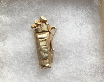 Broche vintage de bolsa de golf JJ Jonette en tono dorado