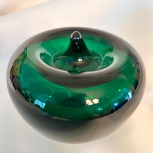 Vintage Green Mid-Century Glass Apple Paperweight