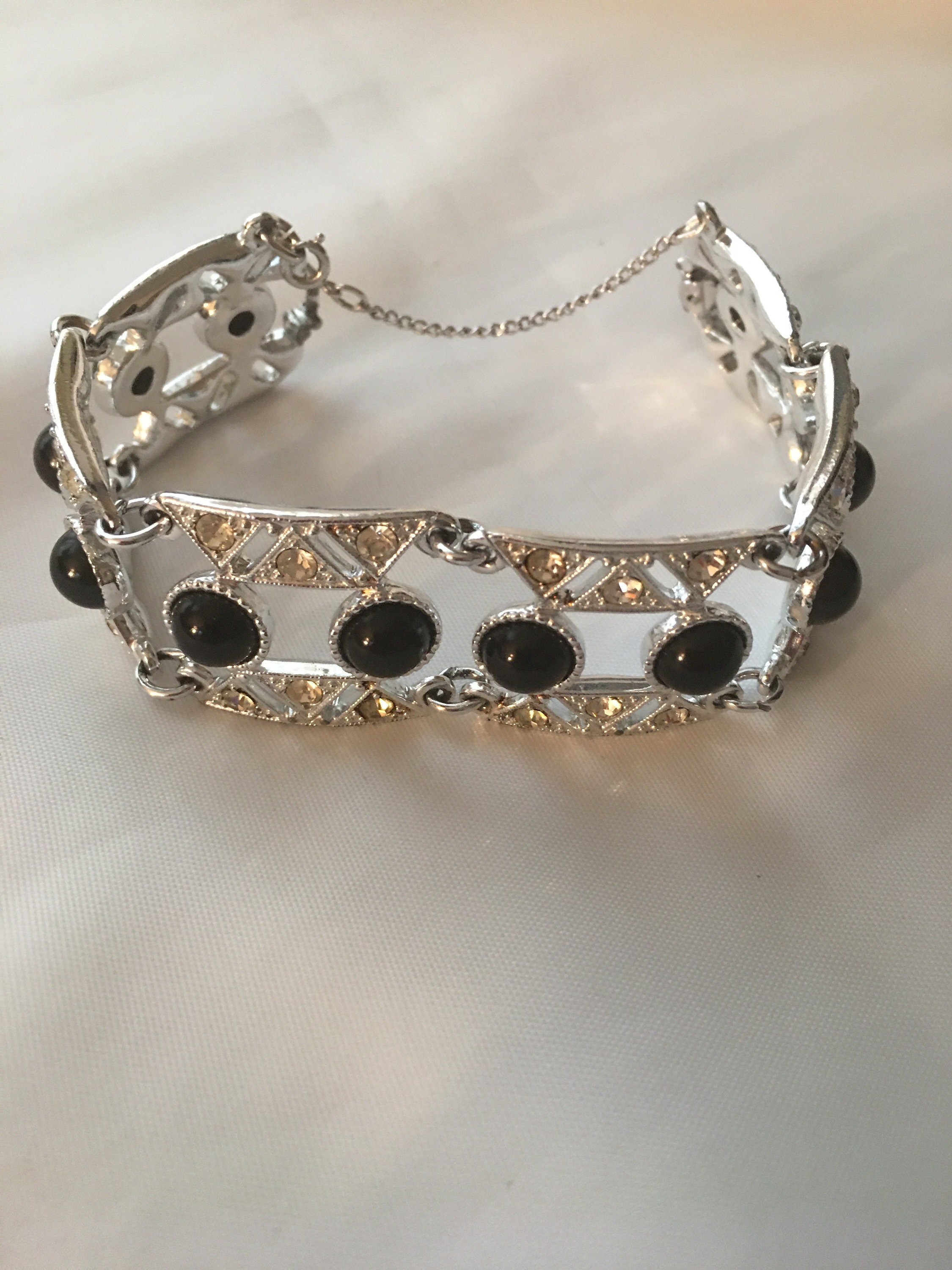Sarah Coventry Vintage 50s Silver Tone Silver Plate Clear