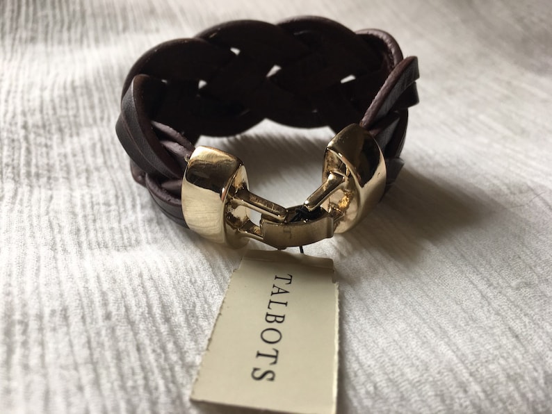 Talbots Better Fashion Statement Jewelry Leather Cuff Bracelet VintageNew with original Tag