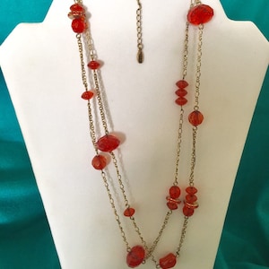 Unique Vintage Pilgrim Danish Design Orange Beaded Designer Necklace