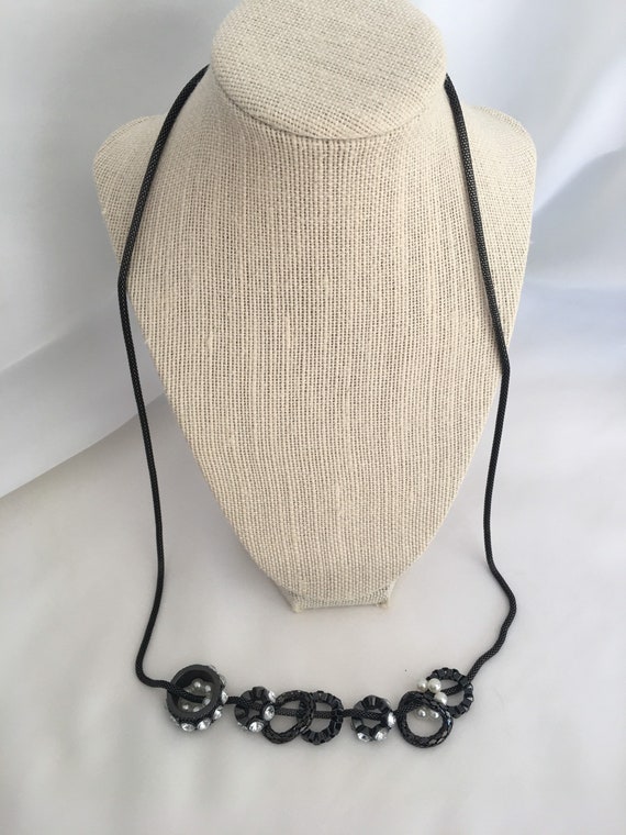 Vintage Black and White Variety Crystal and Pearl Wheel Charms